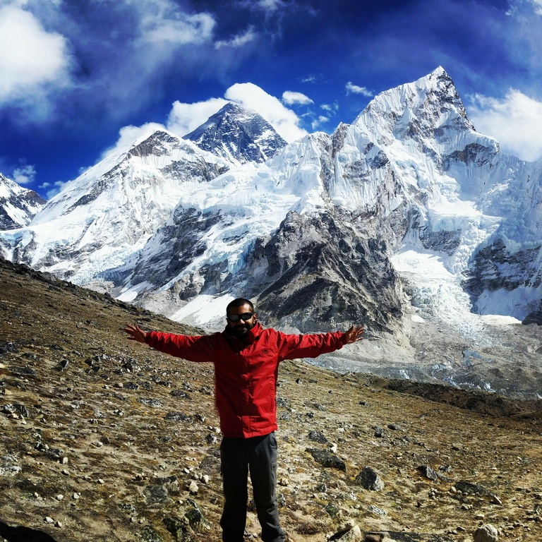 On the way to Kala Patthar with Mount Everest in the background 