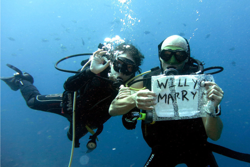 Asking Alya to marry me underwater while diving at Nusa Penida, Indonesia